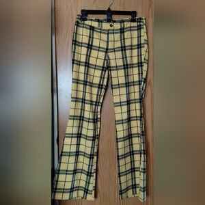 Forever 21 Yellow Checkered Flare Pants